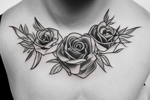 thin rose on the clavicle tattoo idea