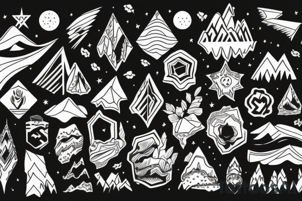 Mountains and beautiful space tattoo idea