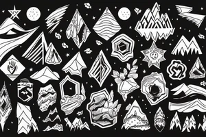 Mountains and beautiful space tattoo idea