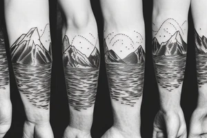 Mountains and beautiful space on wrist tattoo idea