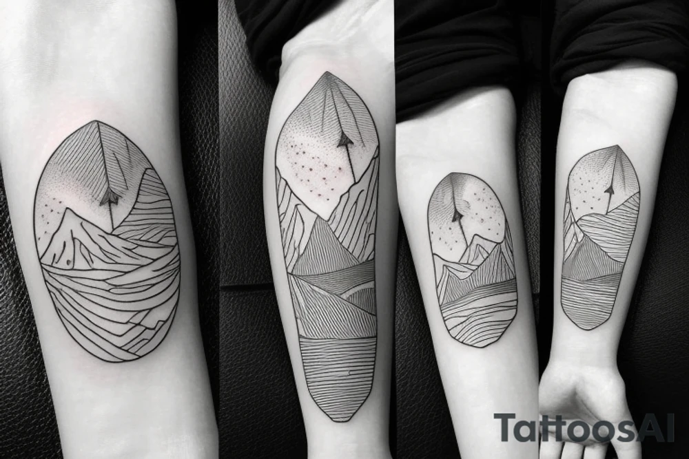 Mountains and beautiful space on wrist tattoo idea