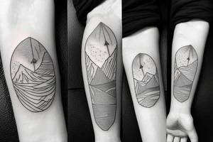 Mountains and beautiful space on wrist tattoo idea