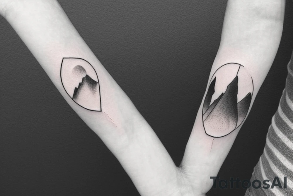 Mountains and beautiful space on wrist illustrations tattoo idea Mountains and beautiful space on wrist illustrations tattoo idea