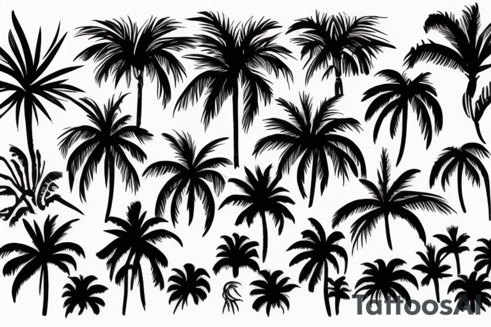 picture in the style of palm trees and the sea tattoo idea