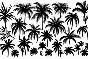 picture in the style of palm trees and the sea tattoo idea