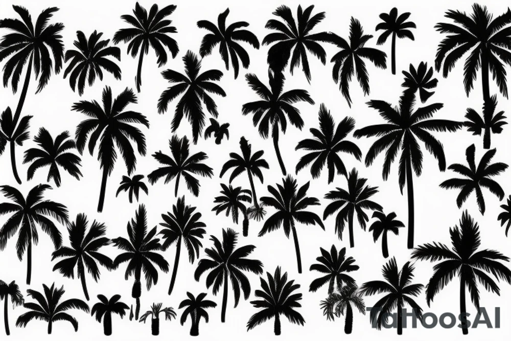 picture in the style of palm trees and the sea tattoo idea
