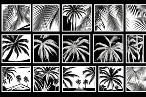 picture in the style of palm trees and the sea at sunset tattoo idea