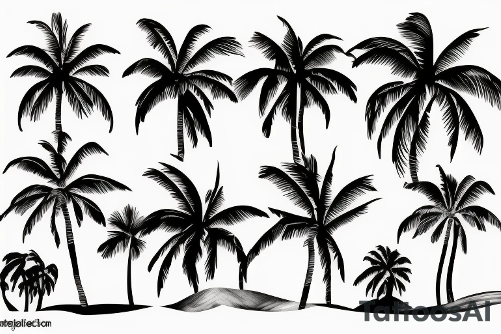 picture in the style of palm trees and the sea at sunset tattoo idea