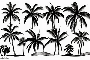 picture in the style of palm trees and the sea at sunset tattoo idea