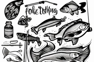Man with a fishing rod by the lake tattoo idea