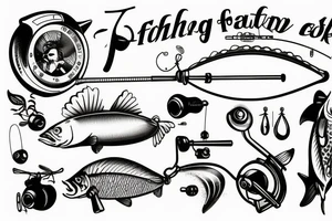 Man with a fishing rod by the lake tattoo idea