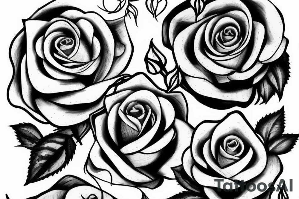 single rose with stem and leaves tattoo idea