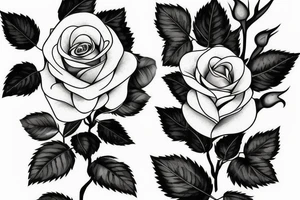 single rose with stem and leaves tattoo idea