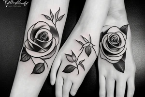 Big single rose with stem and leaves tattoo idea