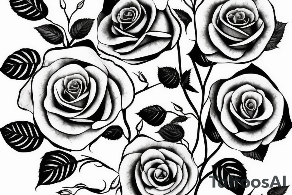 Big single rose with stem and leaves tattoo idea