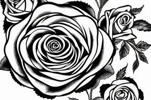 Big single rose with stem and leaves tattoo idea