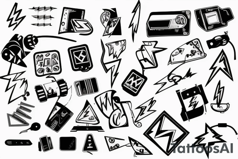 lightning with electrical waste tattoo idea
