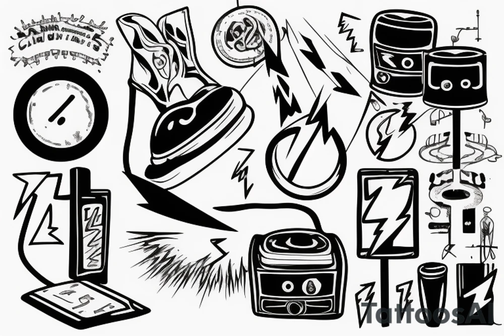 lightning with electrical waste tattoo idea