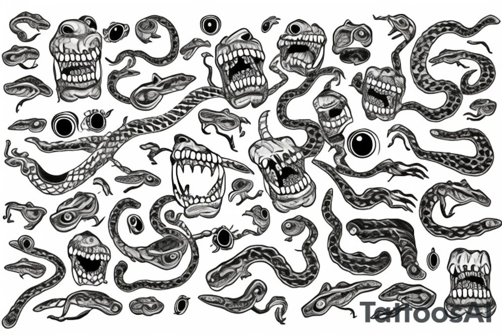 monster with a snake tongue in a sweater tattoo idea