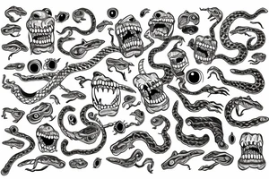 monster with a snake tongue in a sweater tattoo idea