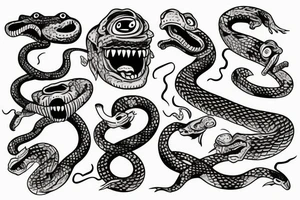 monster with a snake tongue in a sweater tattoo idea