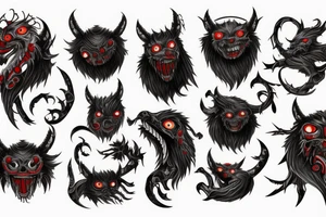 fluffy black monster with red eyes tattoo idea