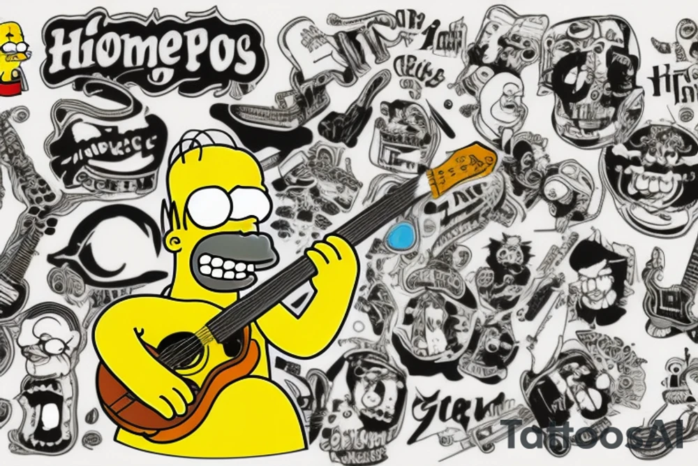 homer simpson with guitar tattoo idea