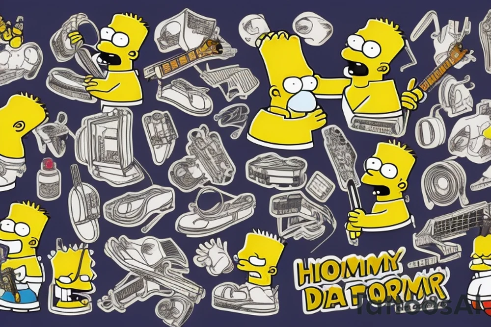 homer simpson with guitar tattoo idea