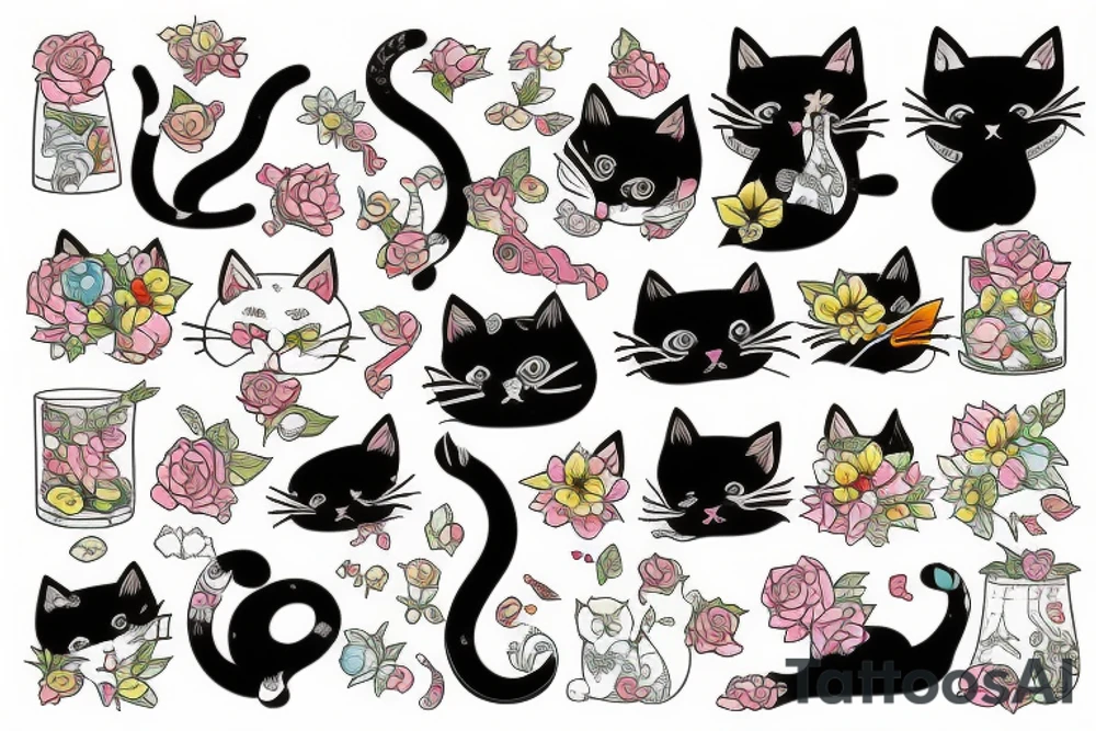 cat in a glass tattoo idea