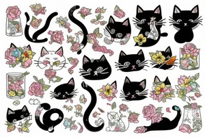 cat in a glass tattoo idea