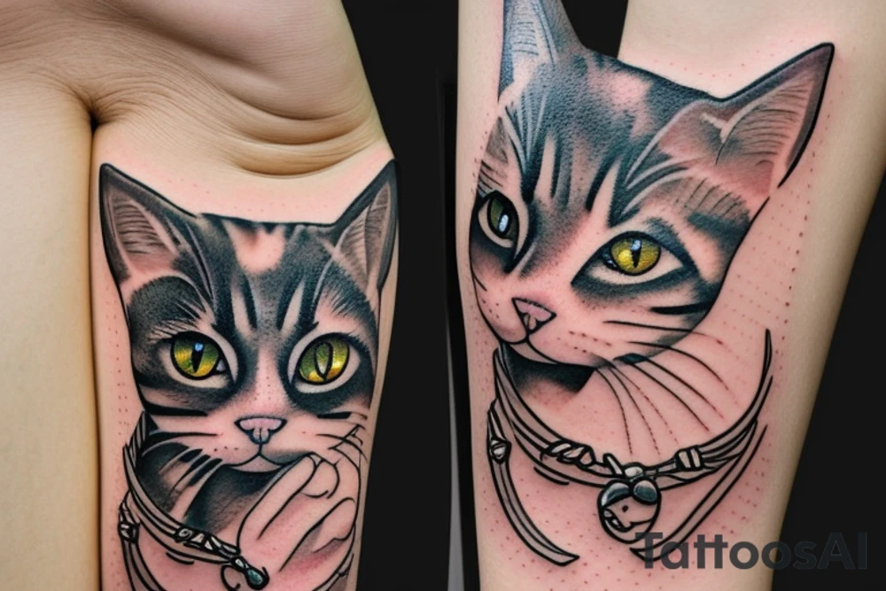 cat in a glass tattoo idea