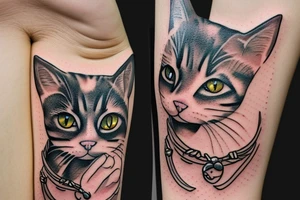 cat in a glass tattoo idea