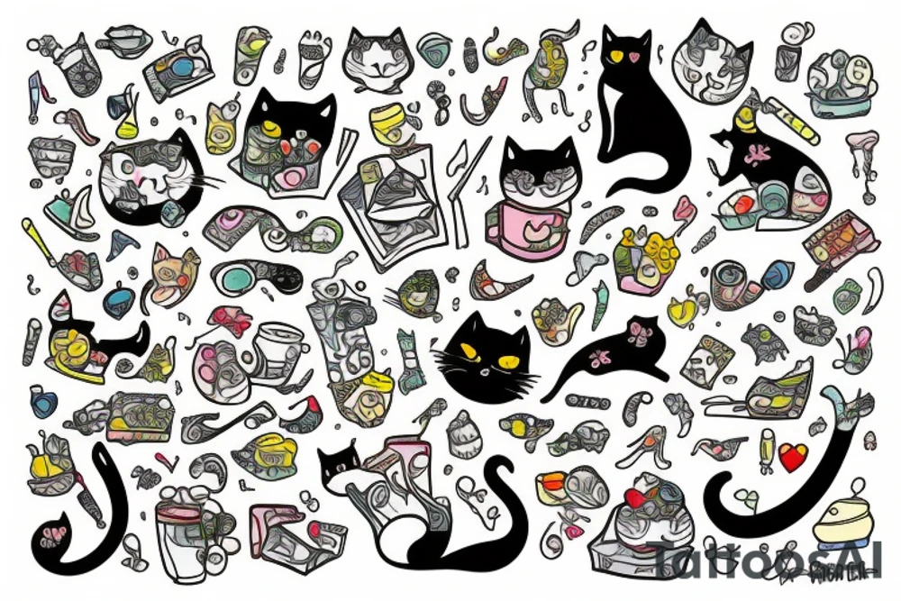 cat in a glass tattoo idea