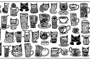cat sits in a mug tattoo idea