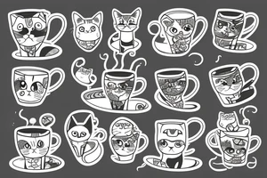cat sits in a mug tattoo idea