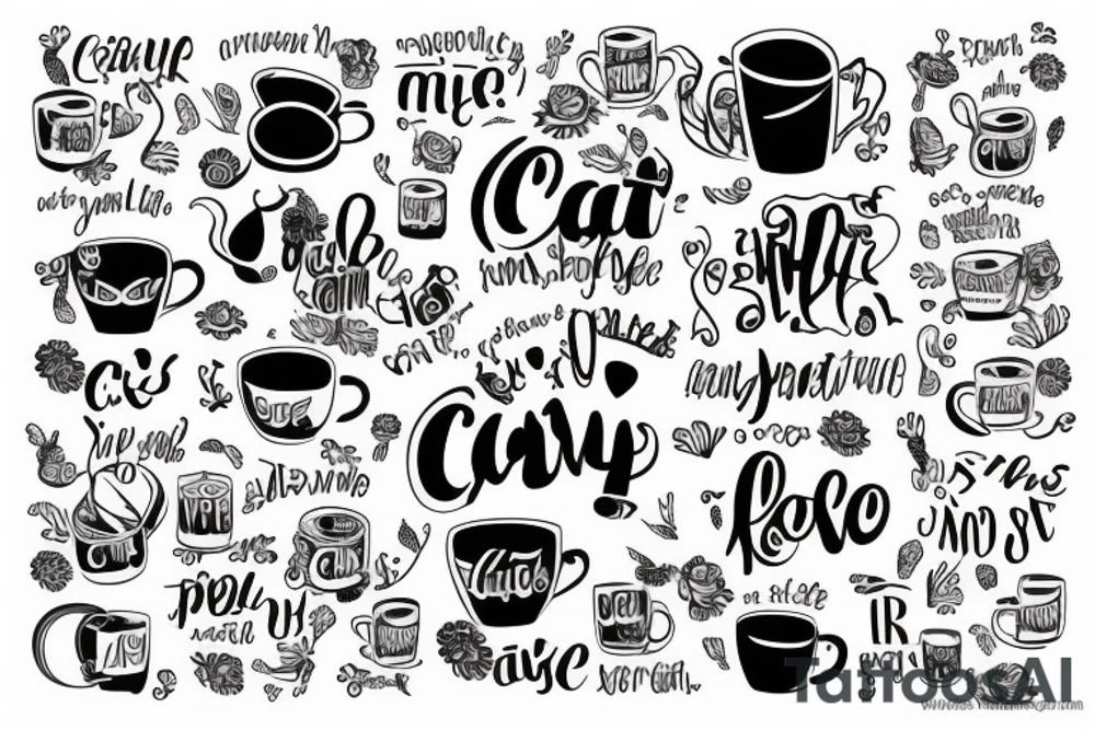 cat sits in a mug tattoo idea
