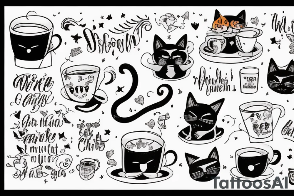 cat sits in a mug tattoo idea