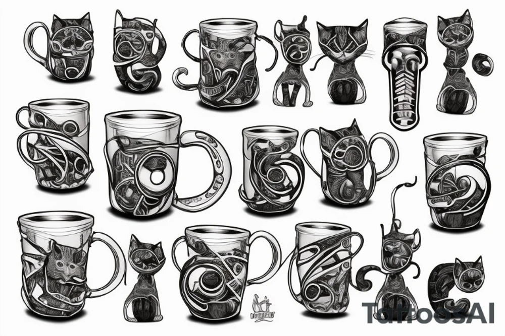 cat hiding in a mug tattoo idea