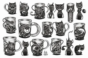 cat hiding in a mug tattoo idea