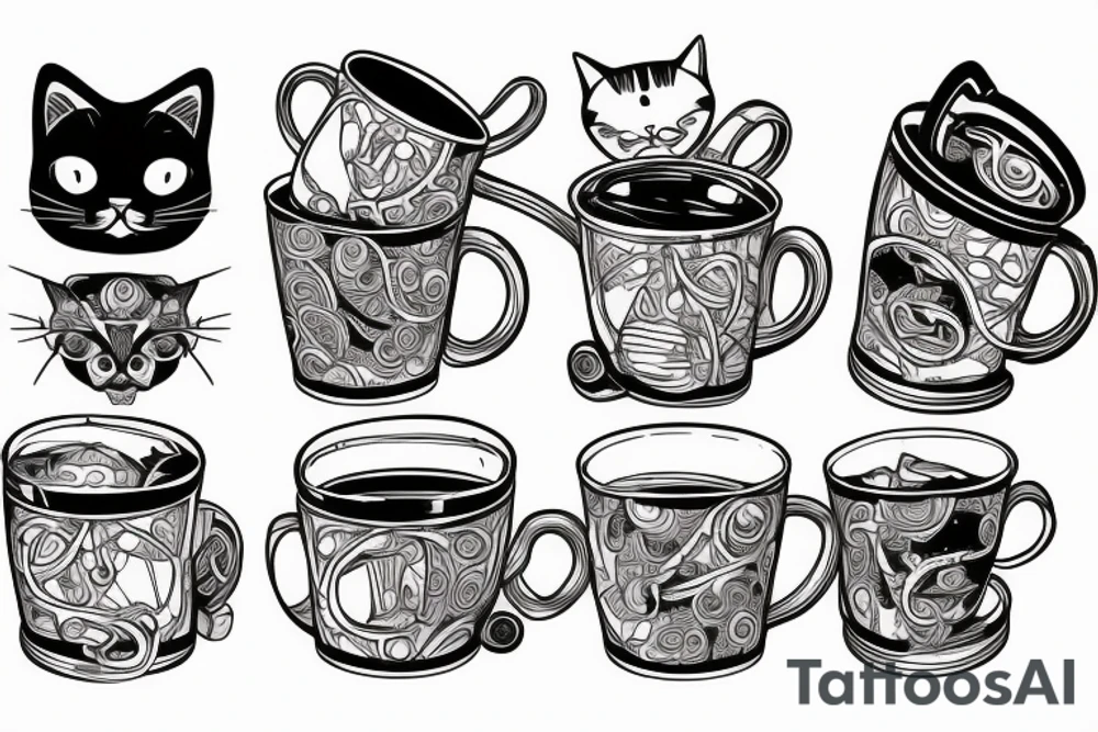 cat hiding in a mug tattoo idea