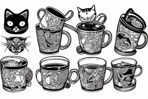 cat hiding in a mug tattoo idea