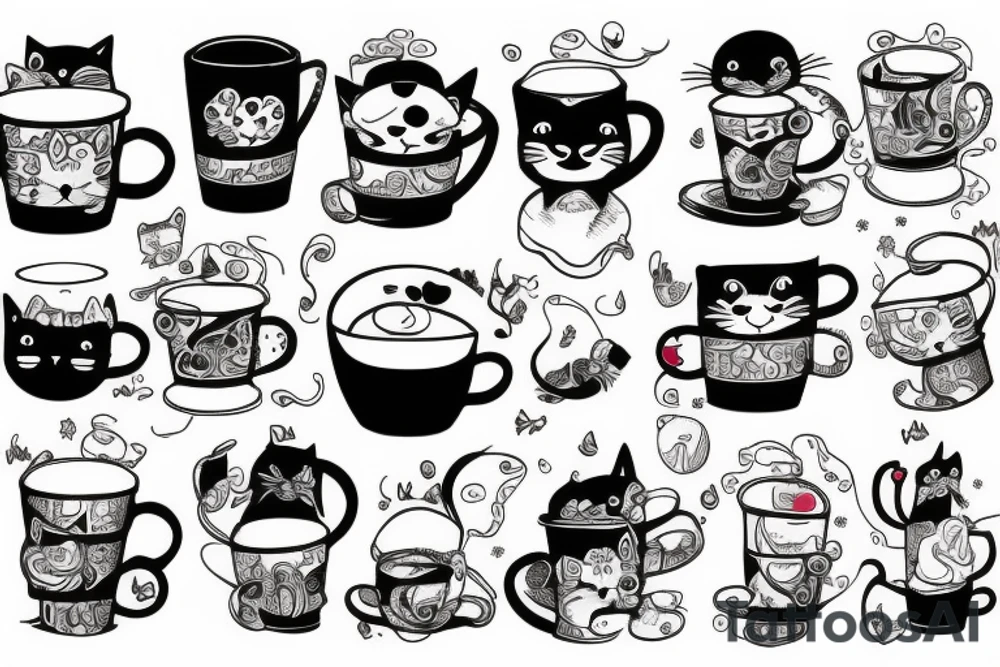 cat hiding in a mug tattoo idea
