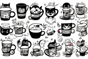 cat hiding in a mug tattoo idea