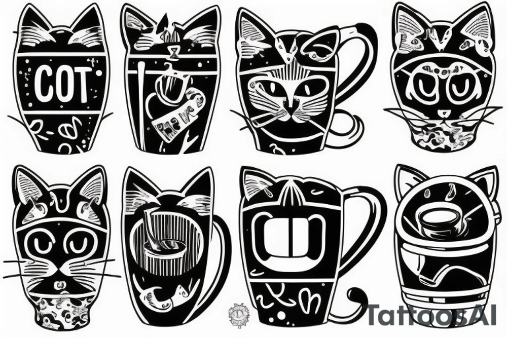 cat hiding in a mug tattoo idea