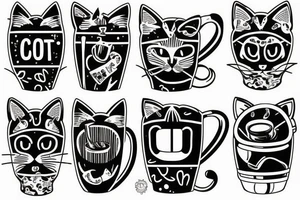 cat hiding in a mug tattoo idea