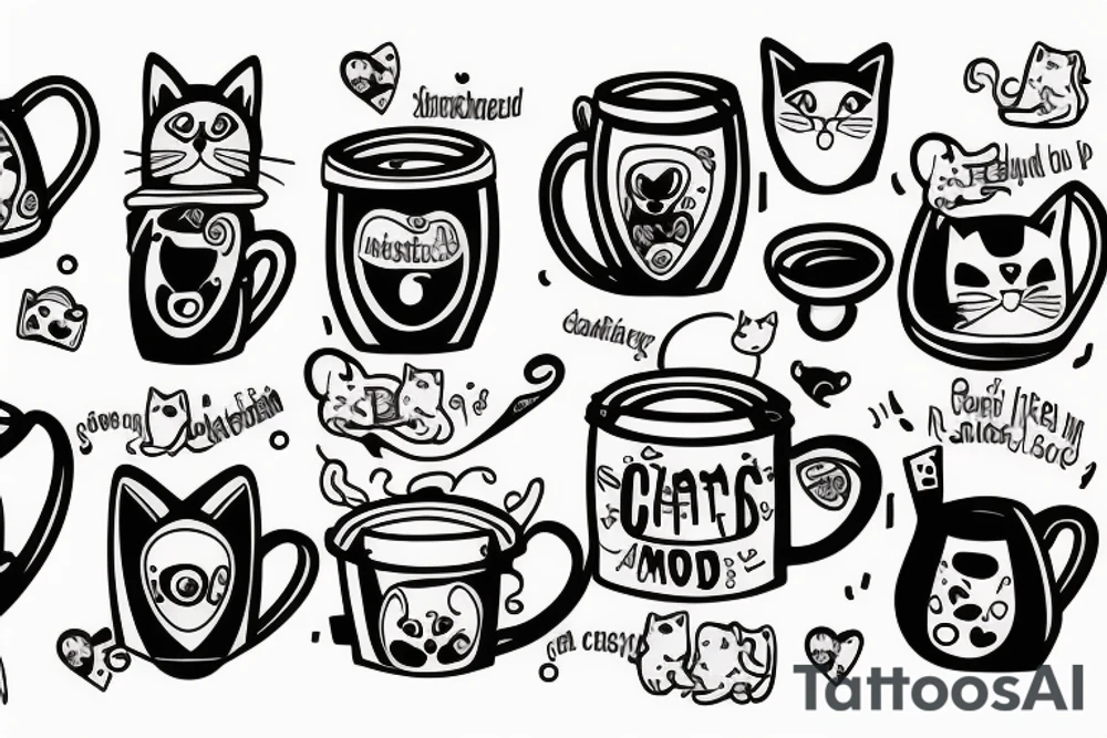 cat hiding in a mug tattoo idea