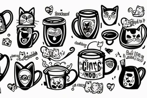 cat hiding in a mug tattoo idea