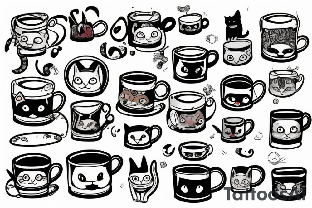 cat hiding in a mug tattoo idea