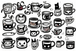 cat hiding in a mug tattoo idea