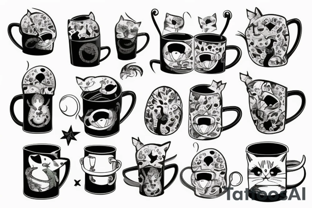 cat hiding in a mug tattoo idea